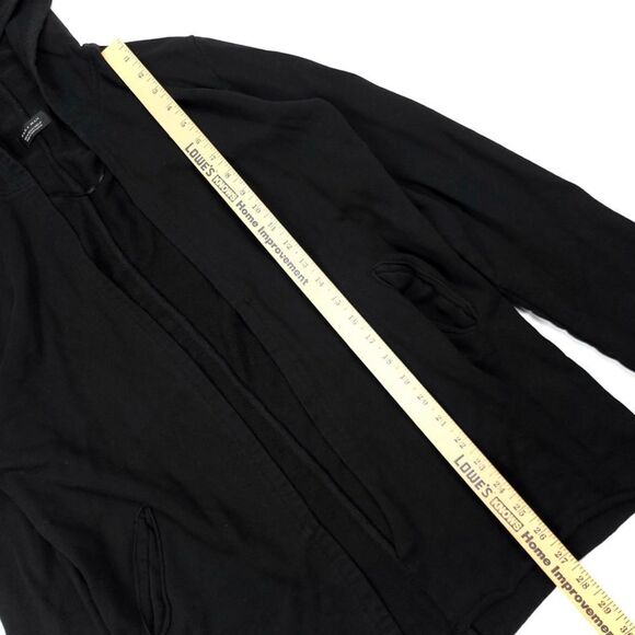 ZARA Man Hooded Open Front Raw Hem Longline Cardigan Mens Medium in Black - Picture 3 of 6